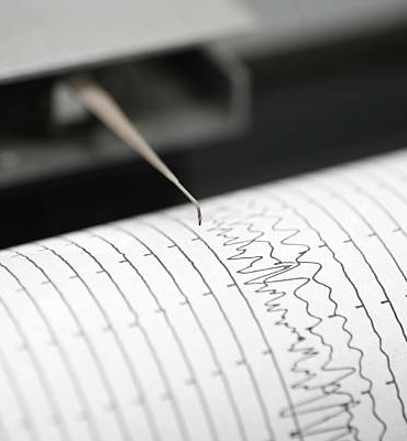 Cropped detail shot of seismometer printing line